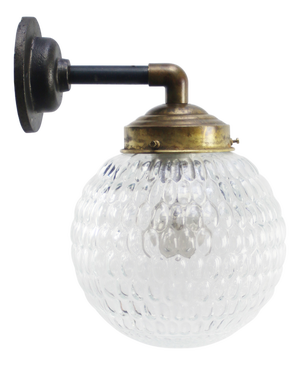 Clear Glass Vintage Industrial Brass Cast Iron Sconces Wall Lights
