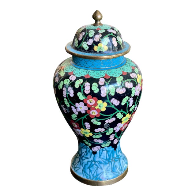 Chinoiserie Cloisonné Covered Ginger Jar For Sale
