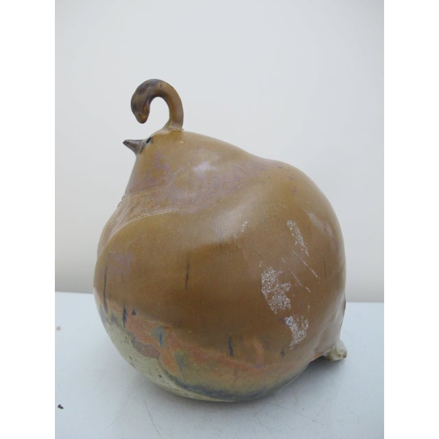 Large Chickadee Fat Hen Globular Earthenware Farmhouse Pottery Sculpture For Sale - Image 4 of 9