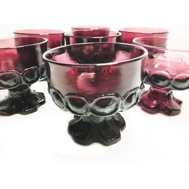 Mid-Century Modern Vintage Tiffin Franciscan Purple Amethyst Footed Glasses - Set of 7 For Sale - Image 3 of 4