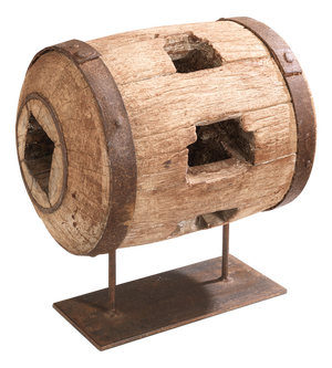 Vintage Wooden Cart Hub on Stand, 1950s