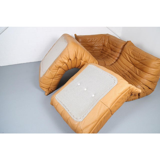 Cognac Leather Togo Sofas by Michel Ducaroy for Ligne Roset, 2010s, Set of 4 For Sale - Image 9 of 18