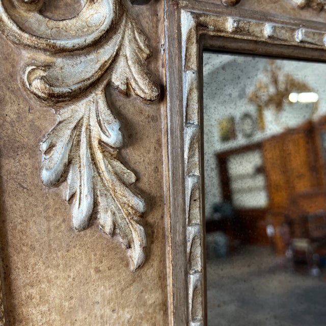 1990s Italian Hand Carved & Hand Painted Mirror For Sale - Image 9 of 10