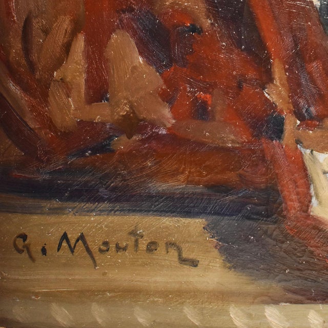 Georges Mouton, Art Nouveau Still Life with Flower Vase, 20th Century, Oil on Canvas, Framed For Sale - Image 9 of 11