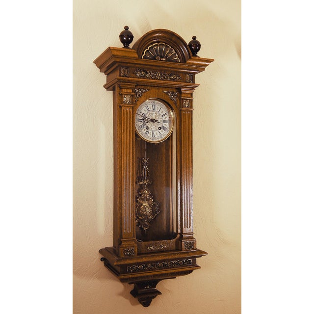 1902 Lenzkirch Black Forest Clock in Carved Case Mechanical Regulator Clock For Sale - Image 10 of 12