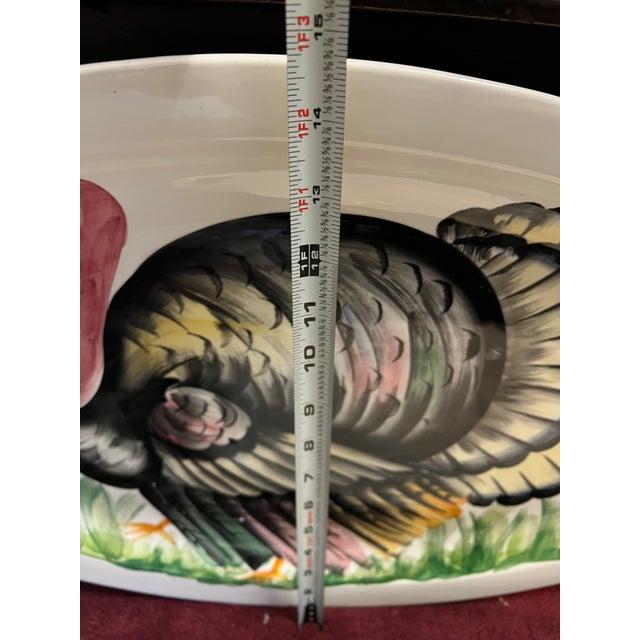 Italian 1970s Large Italian Hand Painted Turkey Platter For Sale - Image 3 of 7