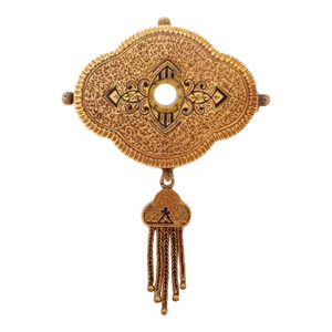 Victorian 14k Gold Pearl Enamel Brooch