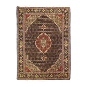 Fine Hand Knotted Silk & Wool Persian Tabriz Rug
