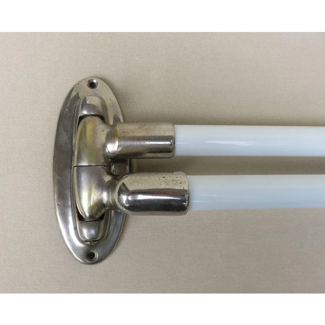 Metal Nickel-Plated and White Glass Towel Racks, France, 1920s For Sale - Image 7 of 12