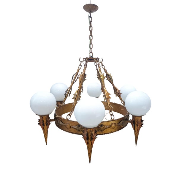 Art Deco Hanging Lamp, 1950s For Sale - Image 3 of 11