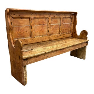 English Pine Wood Settle Bench, Late 19th Century For Sale