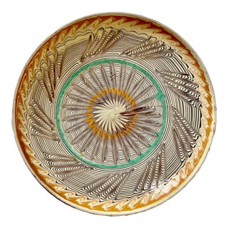 Mid-Century Romanian Art Pottery 10" Wall Plate For Sale