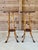 An exceptional pair of Victorian scorched bamboo plant stands featuring richly patterned bamboo, circular oak display...
