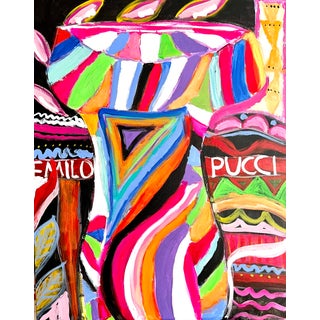 "Geometrico, Hello Emilio (Pucci)" Original Pop Art Fashion Painting by Sandy Welch For Sale