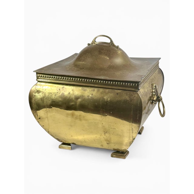 Antique Edwardian Traditional Brass Fireplace Coal Scuttle For Sale - Image 4 of 12