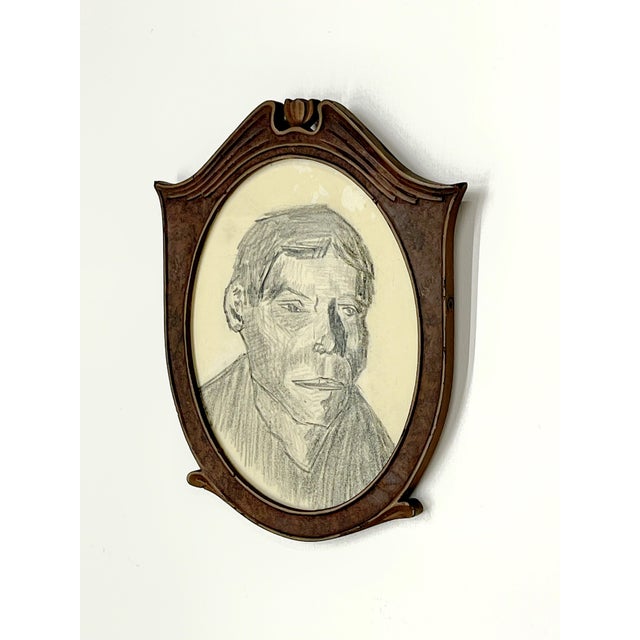 Mid Century Charcoal Portrait by Kenneth Goss c.1966 For Sale - Image 4 of 12