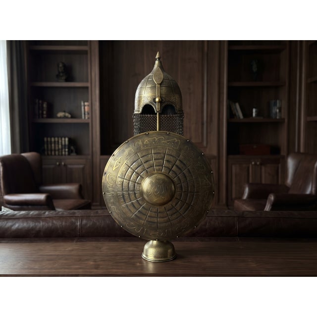 Handmade Brass Asma Al-Husna Helmet Shield Set For Sale - Image 4 of 14