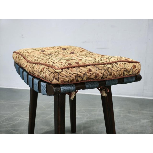 1950s Mid-Century Beech Stool with Cushion from TON, Czechoslovakia, 1956 For Sale - Image 5 of 12