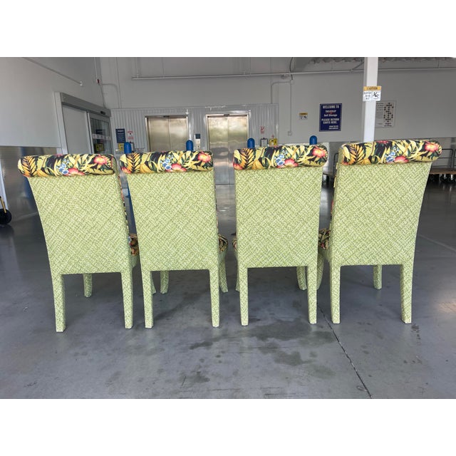 Vintage Palm Beach Parsons Dining Chairs in Tropical Botanical Upholstery - Set of 4 For Sale - Image 9 of 12