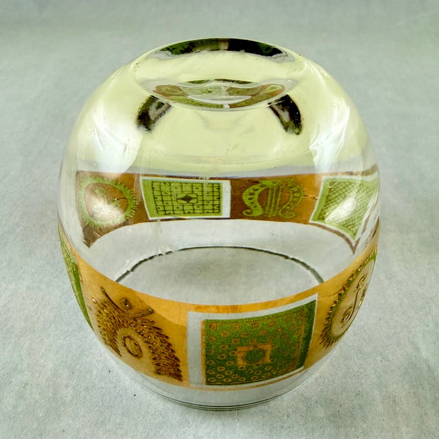 Golden Celeste Roly Poly Glasses in Stand, Briard, S/9 For Sale - Image 10 of 11