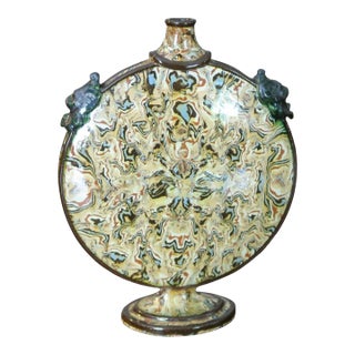 19th Century Neoclassical Revival Agate Ware Pilgrim Flask, Probably Apt For Sale