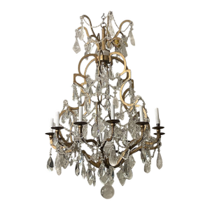 Mid-20th Century Italian Wrought-Iron Chandelier With Rock Crystal
