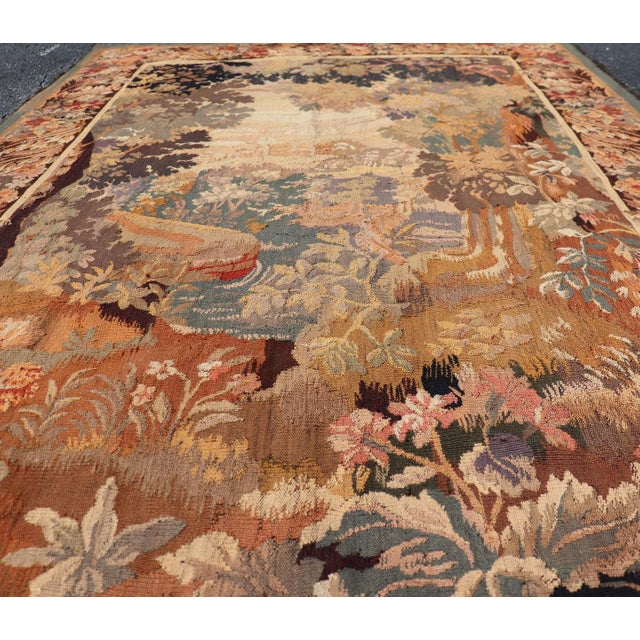 Early 20th Century Antique French Tapestry With Woodland Landscape and Swan Design For Sale - Image 5 of 15