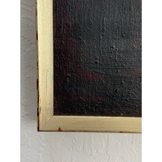 Textile Herman Stilling “Buildings at Dawn” 1959 Framed Oil on Canvas Painting For Sale - Image 7 of 9
