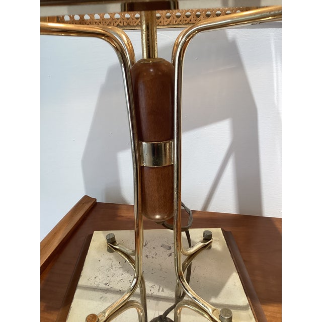 Brass and Wicker Table Lamp, 1970s For Sale - Image 11 of 14