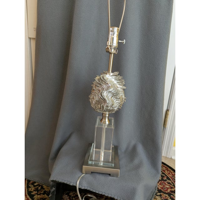 Late 20th Century Late 20th Century Giant Silver Clam Shell Table Lamp For Sale - Image 5 of 11