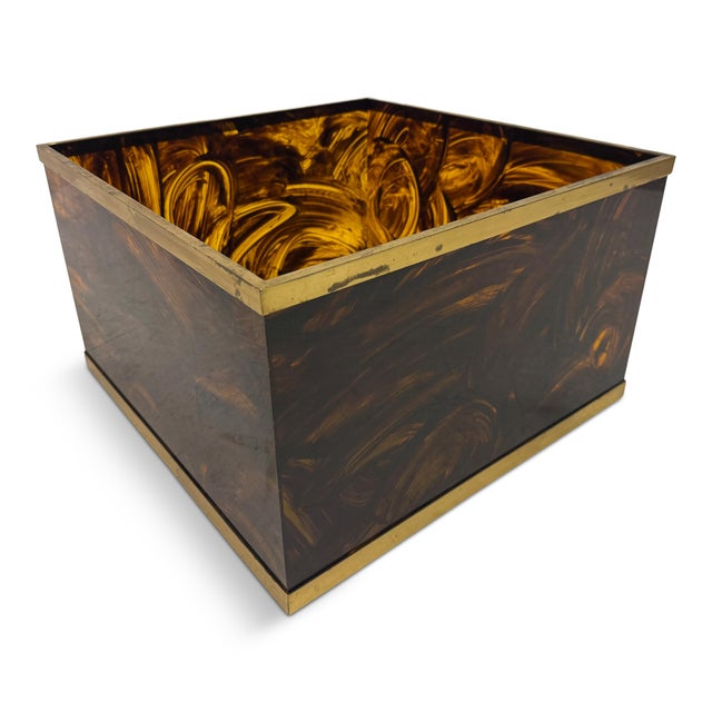 Large Tortoiseshell Effect Acrylic Glass Planter, 1970s For Sale - Image 11 of 11