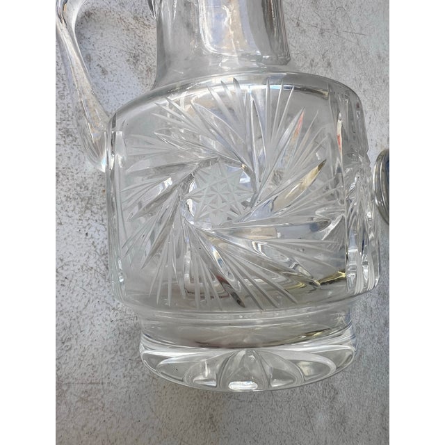 Mid 20th Century Art Nouveau Bohemian Cut Crystal Pinwheel & Hobstar Pitcher For Sale In West Palm - Image 6 of 8