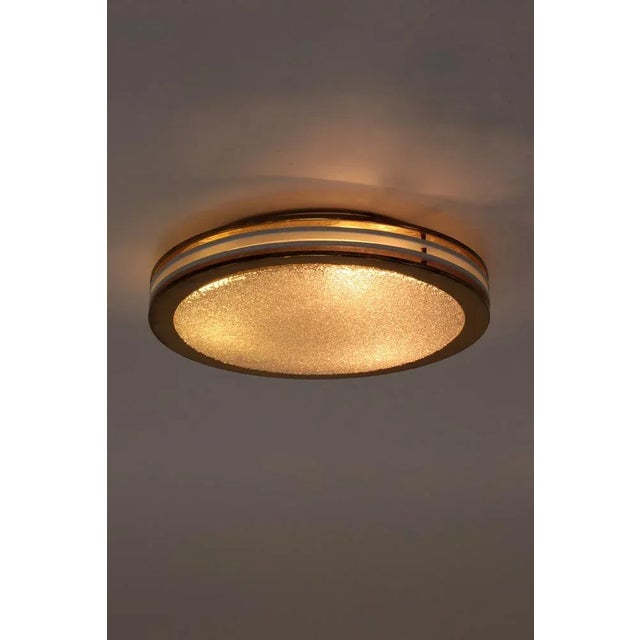 Vintage Plafonniere Doria leuchten with ice glass and metal, Germany 1960s. Beautiful ceiling lamp made of 3 layers of...