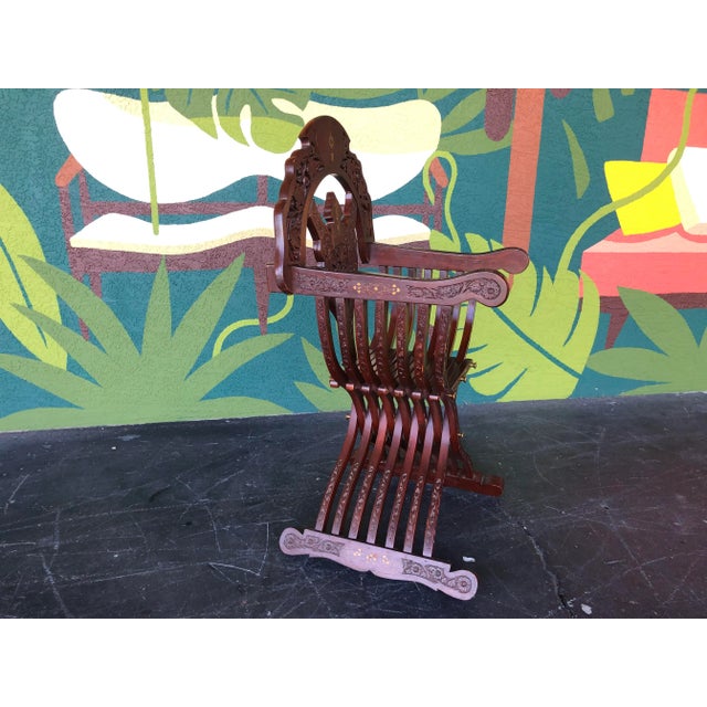 Middle Eastern Savonarola Ornate Folding Chair For Sale - Image 4 of 10