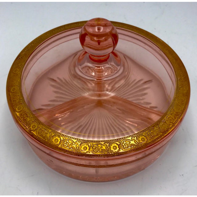 Pink Etched W/ Gold Depression Glass Divided Candy Dish Chairish