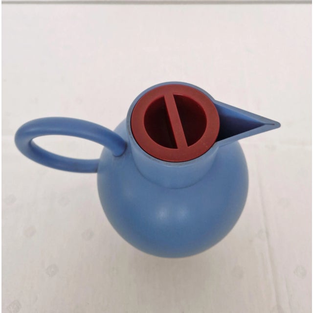 1990s 1990s Alessi "Euclid" Thermos Flask by Michael Graves Memphis Design Blue and Burgundy For Sale - Image 5 of 8