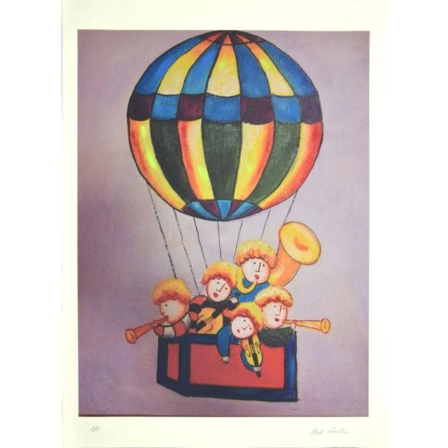 Game an original Lithograph artwork realized by an anonymous artist of the late 20th Century. Hand-signed illegible. In...