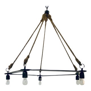 Arteriors Industrial Modern Rope and Metal McIntyre Chandelier For Sale