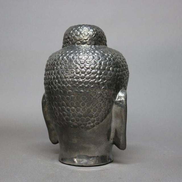 Tibetan Gilt Silver Ceramic Buddha Head Sculpture 20th C For Sale - Image 10 of 10