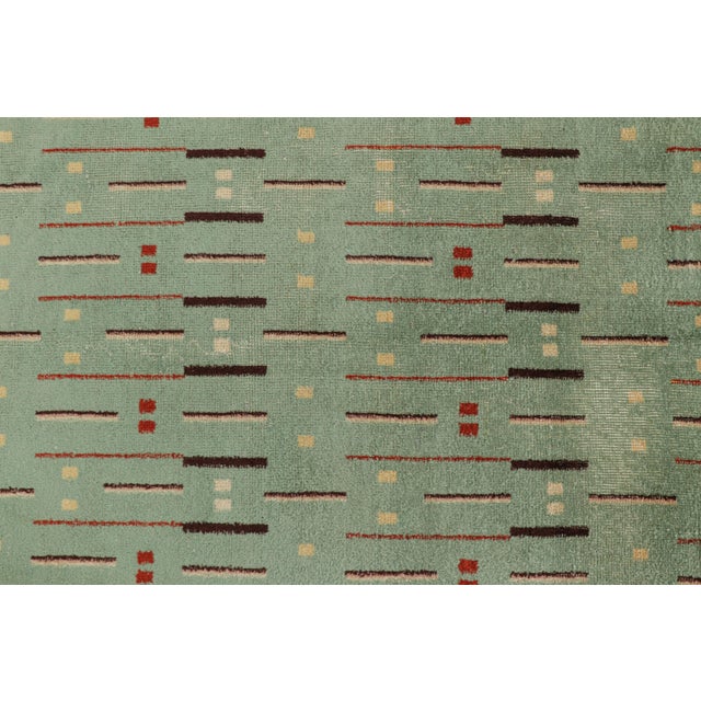 Mid-Century Modern Vintage Zeki Müren Rug in Celadon With Geometric Patterns, From Rug & Kilim For Sale - Image 3 of 8