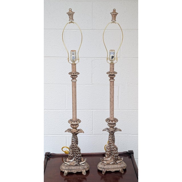 Vintage French Traditional Country Cottage Core 38" Tall Standing Table Lamps Set -a Pair For Sale In Washington DC - Image 6 of 12