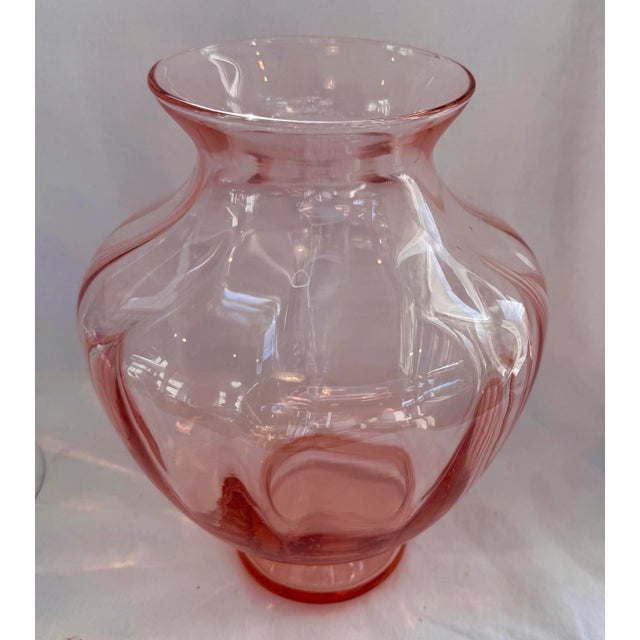 Mid-Century Modern Pink Depression Glass Vase For Sale - Image 3 of 8