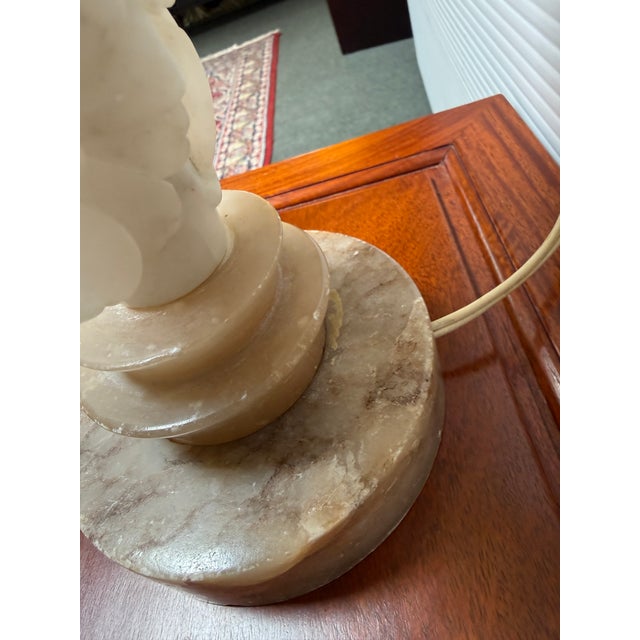1950s Vintage Carved Italian Alabaster Table Lamp For Sale - Image 5 of 12