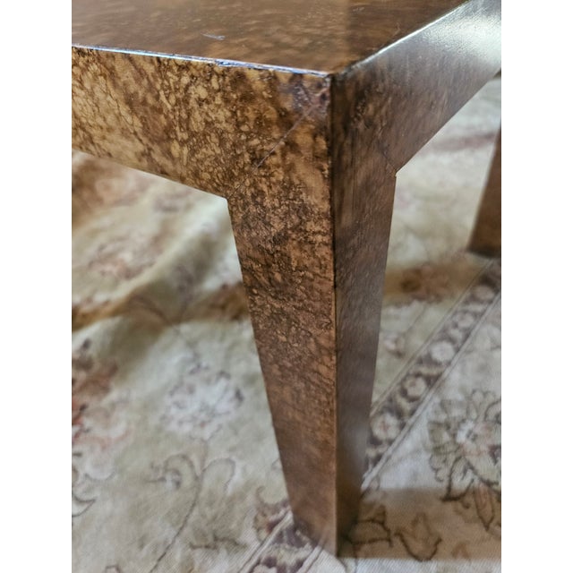 Gold 1970s Pair of Lane Tortoise Parsons Side Tables For Sale - Image 8 of 12
