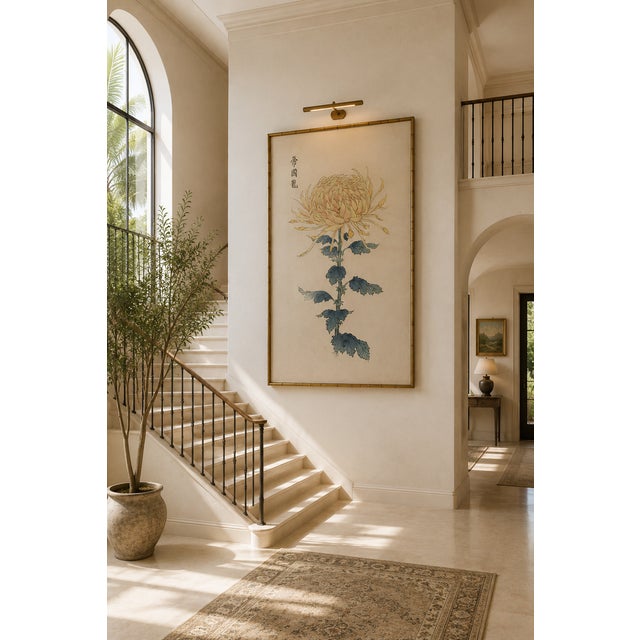 Yellow Yellow Mum by Hasegawa, Vintage Japanese Botanical Art Print, 36" X 54" For Sale - Image 8 of 10