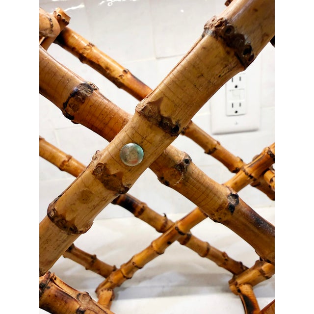 Vintage Expandable Bamboo Wine Rack | Folding Adjustable Wine Bottle Storage | Boho Coastal Hollywood Regency For Sale - Image 9 of 9