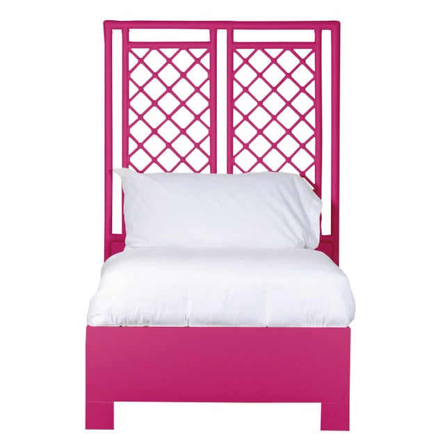 Coastal X & Diamond Bed Twin Extra Long - Bright Pink For Sale - Image 3 of 3