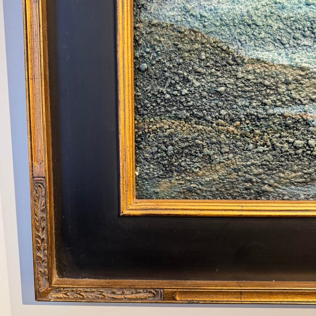 Textile Seascape Oil Pastel Painting For Sale - Image 7 of 8