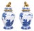 Blue and White Chinoiserie Ginger Jars With Gold Lion Finials – Porcelain Temple Vases For Sale