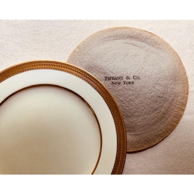 Minton for Tiffany & Co. Bone China Dinner Plates, Raised Gold Gadroon Border, Set of 3 | C. 1904 For Sale - Image 16 of 18